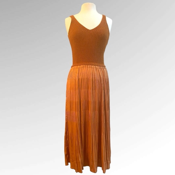 New! CURRENT AIR LOS ANGELES SWEATER TOP MIDI DRESS BURNT ORANGE SIZE XS - Picture 2 of 11